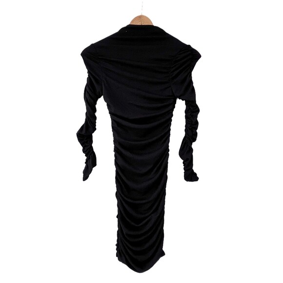 ASTR the Label Black Mini Dress Bodycon Gathered Sides/Sleeves Ruching NEW NWT - Picture 5 of 9